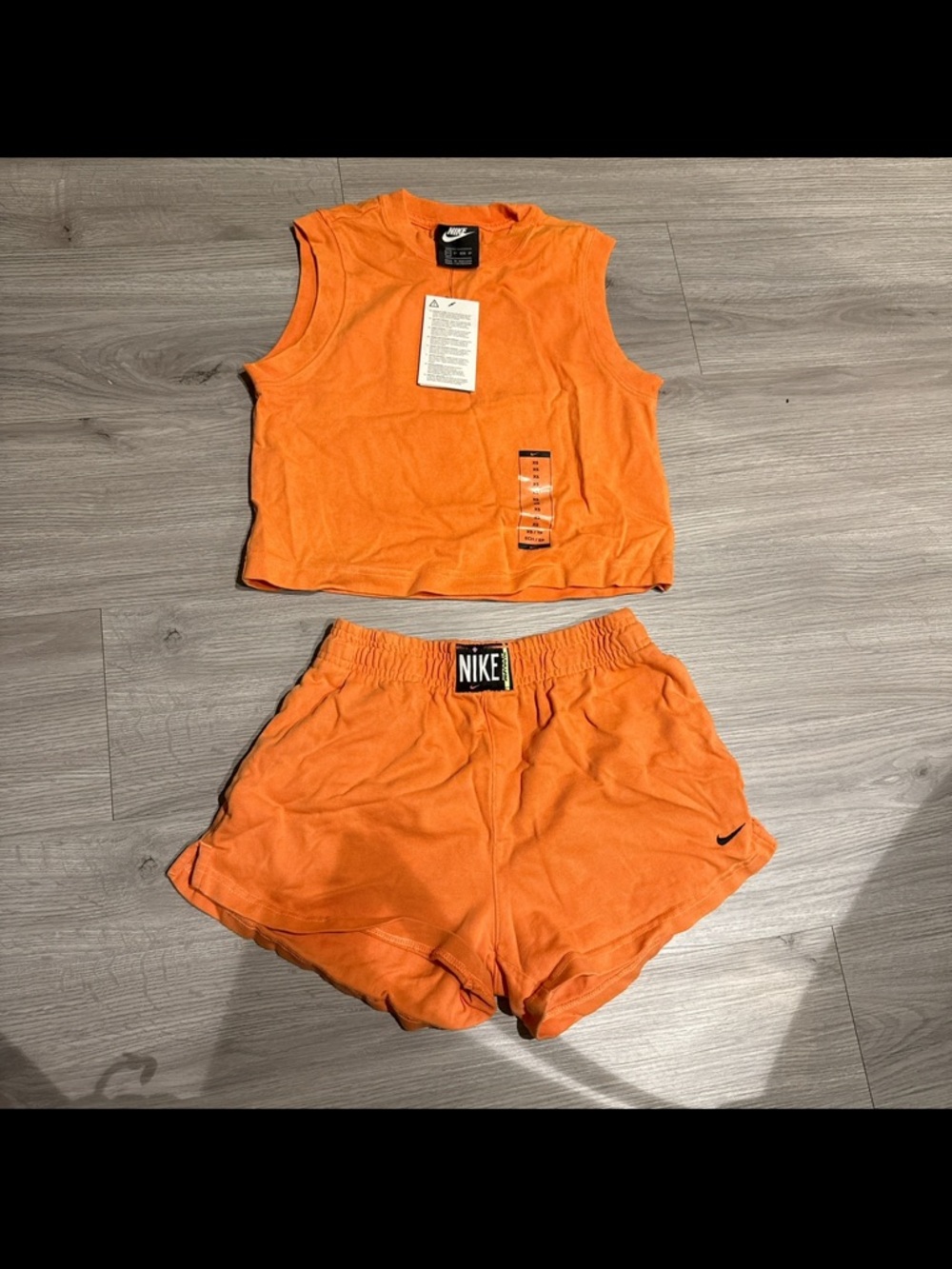 Nike Bright Orange Athletic Crop Tank & Shorts